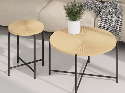Radial - Pattern Coffee And End Table Set Waterproof Cover, Distressed Cylindrical Design (Set of 2)