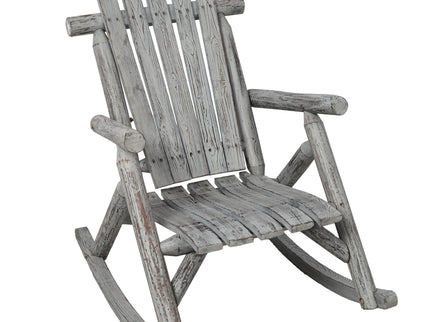 Durable Wooden Porch Rocker, Fir Log Rocking Chair