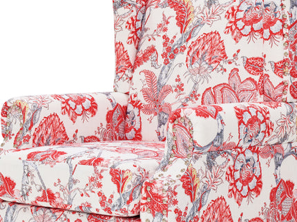 Accent Chair With Floral Upholstery And Nailhead Trim