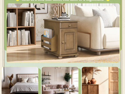 Vintage Flip Top Side Table With USB Ports