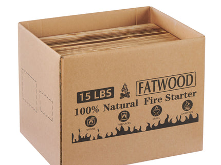 15 Lbs Fatwood Fire Starter Sticks With Box, 100% Natural Kindling Wood, Pine Firewood Firestarter For Campfire, Stove, Fireplace, Bonfires, Grill - Natural