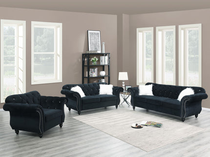 Tufted Chair With Nailhead Trim For Living Room - Black
