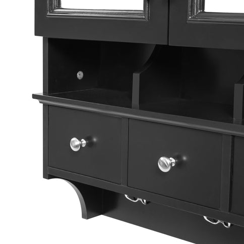 Modern Bathroom Mirror Cabinet With Drawers, Organizer Hooks, And High-Definition Mirrors