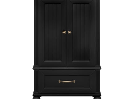 20" Bathroom Vanity With Sink Cabinet With 2 Doors, 2 Drawer, Magnetic Door Stopper, Adjustable Feet, Drop In Sink - Black