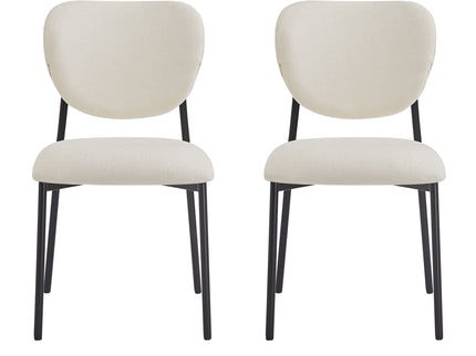 Modern Upholstered Dining Chairs With Metal Legs (Set of 2) - Beige
