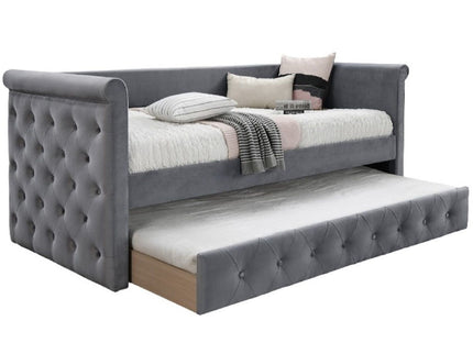Contemporary Button Tufted Daybed With Slat Trundle