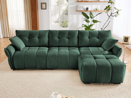 Sofa Set With Ottoman And Pillows, Textured, High Resilience Cushions