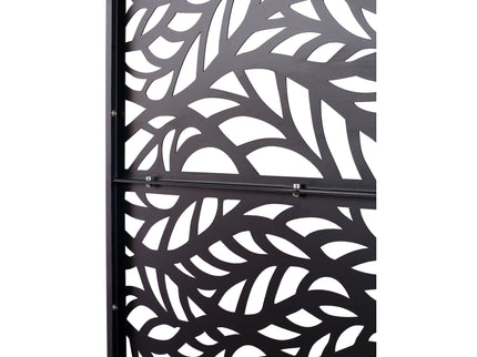 Outdoor & Indoor Privacy Screen Metal Privacy Screen, Freestanding Decorative Privacy Screen For Deck Balcony Patio - Black