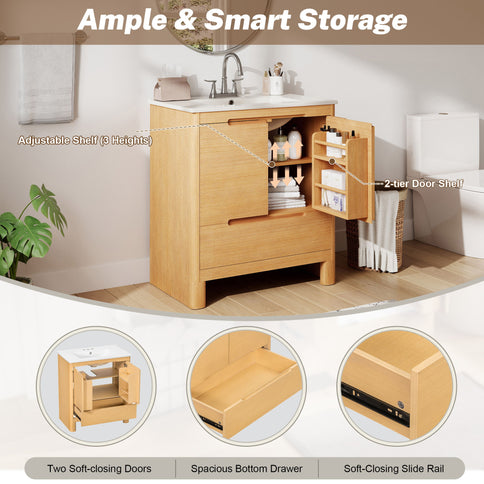 Softened Modern Bathroom Vanity With Sink