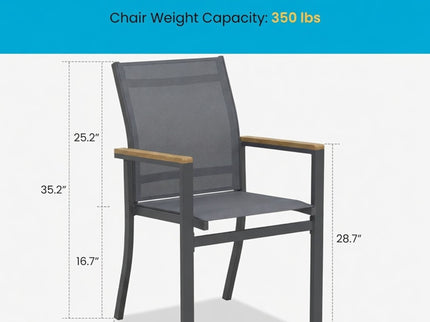 Outdoor Patio Chairs, Ergonomic (Set of 6) - Gray
