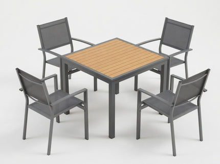 5 Piece Patio Dining Set, Table And Chairs For Outdoor Use - Gray