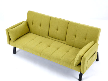 Sofa Bed With Foldable Design And Cup Holder - Green