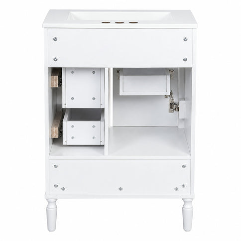 Modern Bathroom Vanity With Sink, Soft Close Doors, 3 Drawers