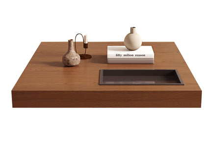 Square Floating Coffee Table For Living Room - Dark Walnut