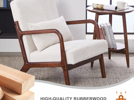 Accent Chair With Pillow And Wood Frame