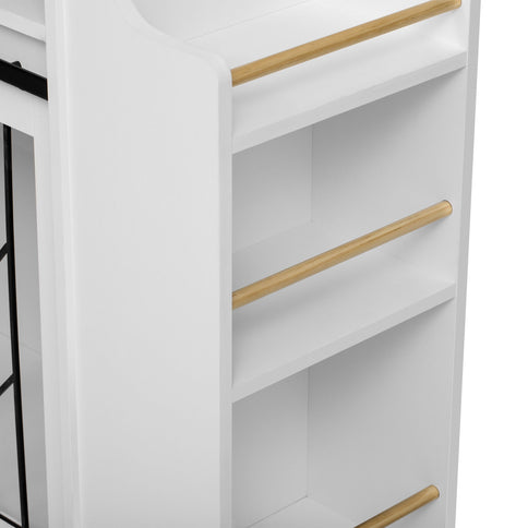 Modern Style 2 In 1 Pet Friendly Dog Crate Kitchen Island End Table Metal Pine - Natural / White