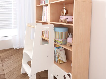 Standing Tower, Child Kitchen Step Stool Toddler, Montessori Stool Adjustable Height - White