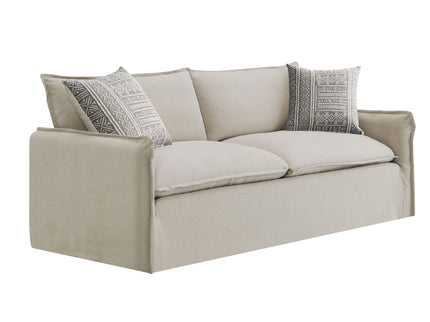 Upendo - Pattern Linen Sofa With 2 Toss Pillows - Beige