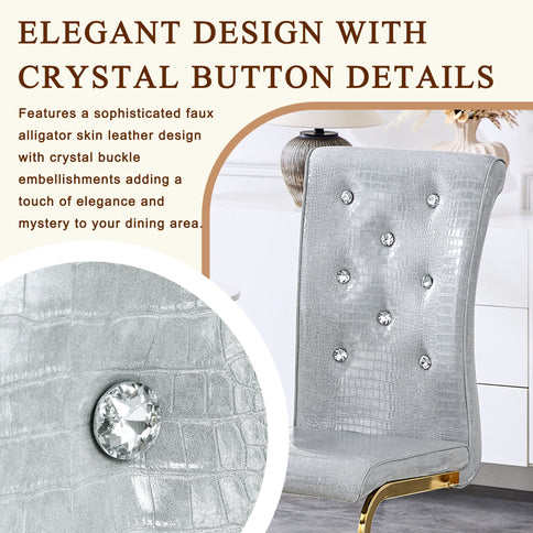 Elegant Design Alligator Skin Upholstered Dining Chairs