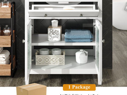 Bathroom Vanity With Ceramic Sink, Adjustable Shelf & Tip Out Tray