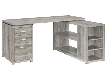 Tona - L-Shape Computer Desk With 3 Drawers And 5 Shelves