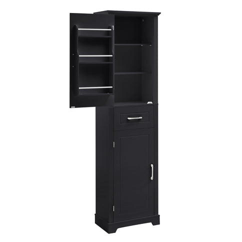 Tall Freestanding Bathroom Storage Cabinet With 2 Doors And Adjustable Shelves