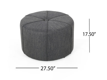 Contemporary Ottoman With Tonal Piping And Button Tuft Design