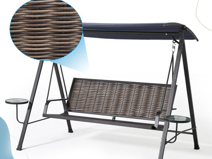 Steel 3 Seater Swing Porch Swing With Canopy - Blue