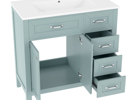 Modern Bathroom Vanity With Sink, Freestanding Design With Drawers And Doors