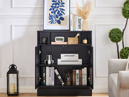 Fluted Sideboard Buffet Cabinet With 2 Doors And Adjustable Shelf, Storage Cabinet For Entryway