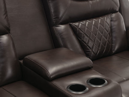 Home Theater Seating Manual Recliner Loveseat With Hide-Away Storage, Cup Holders And Led Light Strip For Living Room
