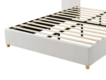 Upholstered Platform Bed, 2 Outlets And USB Charging Ports On Both Sides, 2 Bedside Pillows, Storage Shelves
