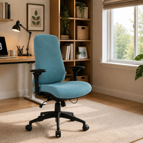 Office Chair With Mid Back Design, 5D Armrests And Multi Position - Blue