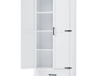 Tall Bathroom Storage Cabinet With 2 Doors And 2 Drawer, Adjustable Shelf - White