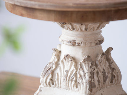 Cake Stand, Wood Cake Plate With Magnesium Base - Cream / Brown