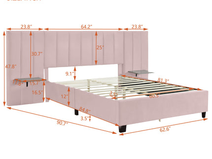 Upholstered Platform Bed With Big Headboard
