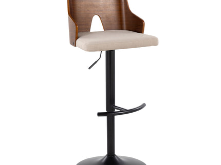 Ariana - Mid Century Modern Adjustable Barstool Stool With Swivel With Rounded T Footrest (Set of 2)