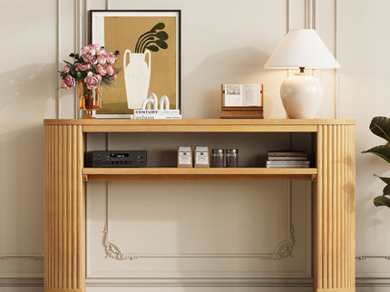 Console Table With Fluted Legs, Open Shelf