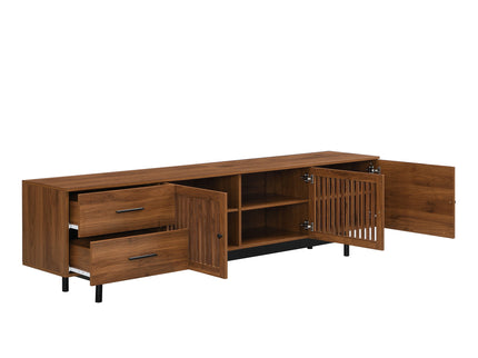 TV Stand, Media Console With 2 Drawers, Soft Closing Hinges, Adjustable Shelves - Walnut