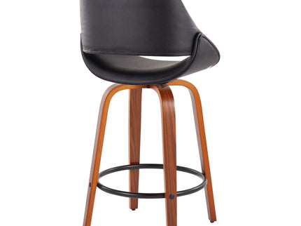 Fabrico - Mid Century Modern Fixed Height Counter Stool And Round Footrest (Set of 2)