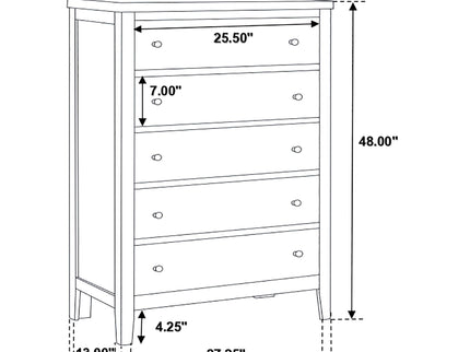 Payton - 5 Drawer - Cappuccino