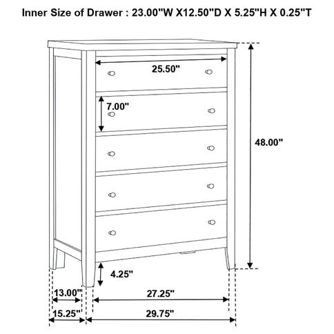 Payton - 5 Drawer - Cappuccino