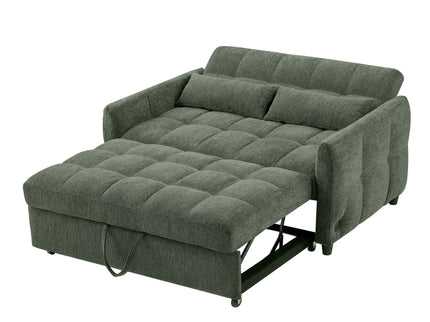 Loveseat Sofa Pull-Out Bed With Adjustable Backrest, 3 USB Ports And 2 Lumbar Pillows For Living Room