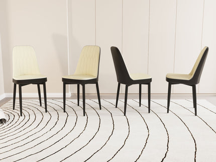 Modern Dining Chair With Cushions And Metal Legs