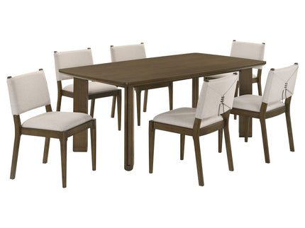 Crispin - 7 Piece Rectangular Dining Table Set With Upholstered Chairs - Brown