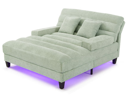 Chaise Bed Lounge Sofa Chair With Adjustable Backrest And LED Light Strip