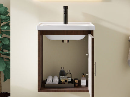 Floating Bathroom Vanity Combo, Wall Mounted Cabinet With Sink & Soft Close Doors For Small Bathrooms