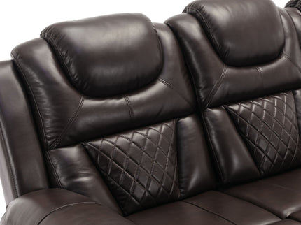 Home Theater Seating Manual Recliner Chair With Center Console And Led Light Strip For Living Room