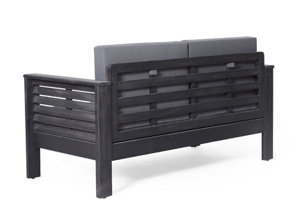 Acacia Wood Loveseat And Coffee Table Set With Cushions