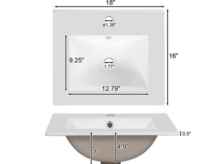 Bathroom Vanity With Ceramic Sink, Soft Close Drawers, Door Organizer, Divider Drawer, Adjustable Foot Pads